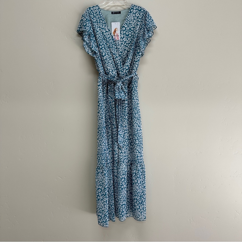 NEW Short Sleeve Ruffle Maxi Dress Size M - Picture 4 of 13